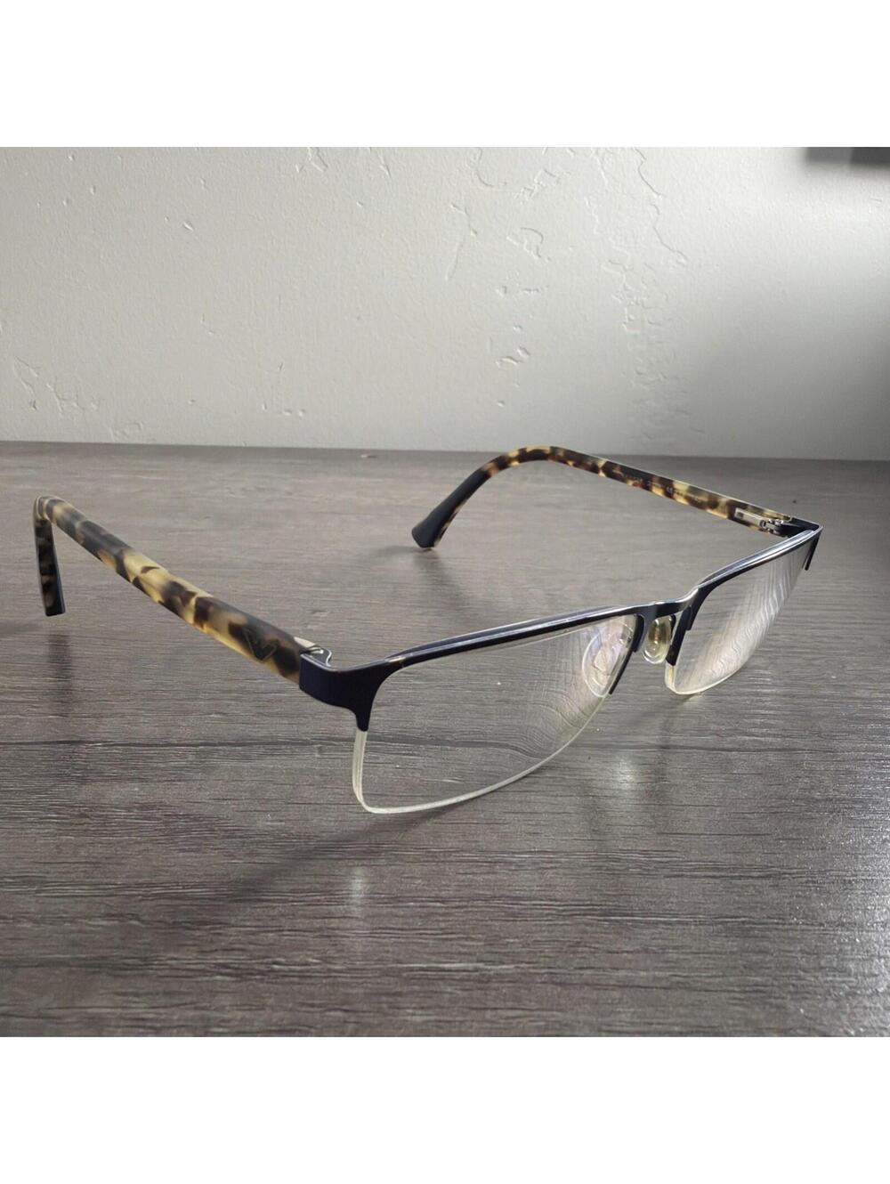 Emporio Armani Eyeglasses EA1028 3079 Mens Matte Blue Half Rim FRAMES ONLY 55/18